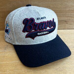 MITCHELL & NESS ATLANTA BRAVES MELTON WOOL PRO PINCH SNAPBACK HAT NEW